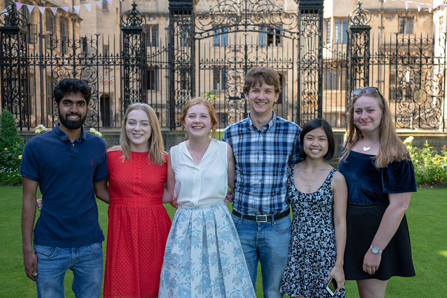 The Halsbury Society committee 2017-18: (L-R) Ameer Ismail, Eleanor Chafer, Niamh Herrett, Andrew Dixon, Valerie Chee, and Ailsa Clelland - Photo: © Oliver Stratton