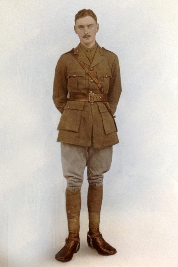 A colourised photograph of Lieutenant Thomas Edmund Onslow CHAMBERLAYNE (1913) - Photo: courtesy of Mrs Chamberlayne-Macdonald, Thomas’s niece