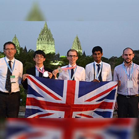 The UK team at the 2015 International Olympiad on Astronomy and Astrophysics. From left: Charles Barclay, William McCorkindale, Bob Cliffe, Rizwaan Mohammed and Sandor Kruk (2014).