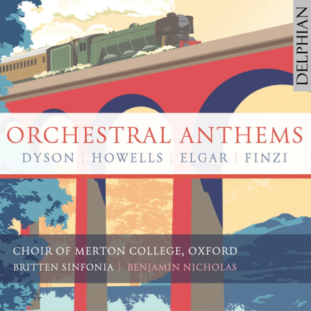 Orchestral Anthems CD Cover of pastel drawing of train crossing bridge
