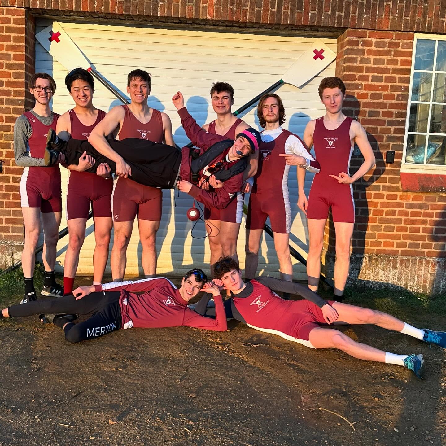 The crew of the Men's First Eight (M1) in Torpids 2025