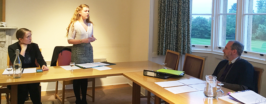 [L-R] Alice Walker, Zoë Harrison (winner of the moot), John Eidinow (competition judge). Photo: Mindy Chen-Wishart.