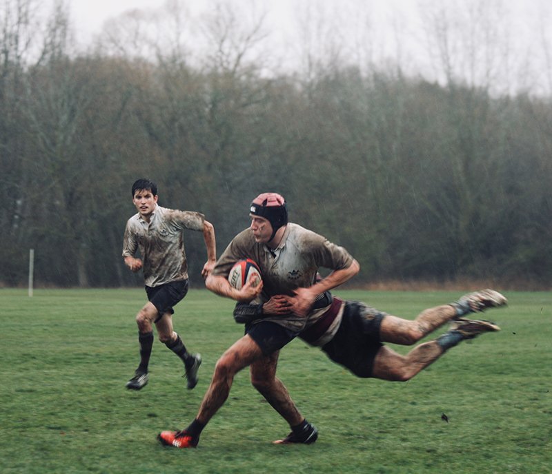 A tackle made during the 2018 Merton/Mansfield RFC Old Boys exhibition match