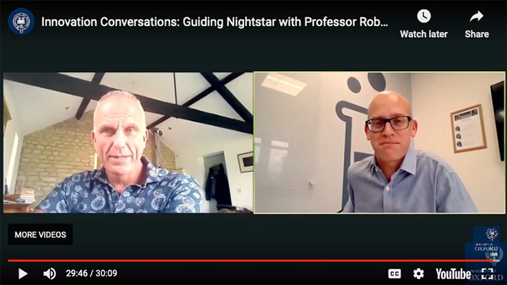 A screengrab from the video of the Innovation Conversation between Professor Robert MacLaren and Dr Paul Ashley