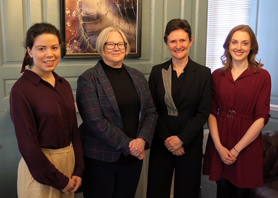 (L-R) Roheena Buckland, JCR President; Dr Kate Blackmon, Sub-Warden; Professor Irene Tracey CBE, Warden; and Francesca Lovell-Read, MCR President (L-R) Roheena Buckland, JCR President; Dr Kate Blackmon, Sub-Warden; Professor Irene Tracey CBE, Warden; and Francesca Lovell-Read, MCR President