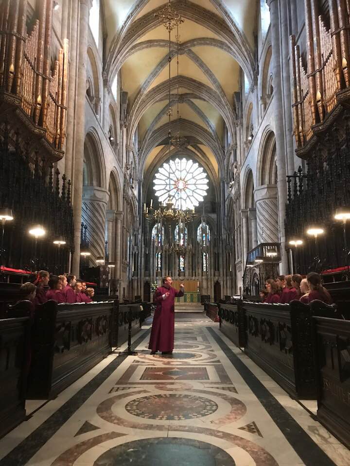 Merton College Girl Choristers singing in Durham Cathedral, August 2018