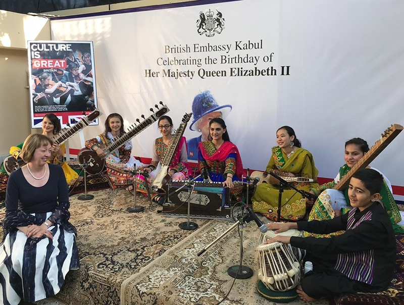 Alison Blake CMG, British Ambassador to Afghanistan, celebrating HM The Queen's birthday at the Embassy in Kabul, Afghanistan - Photo: British Embassy Kabul