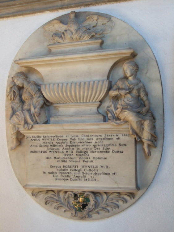 Monument of Anne and Robert Wyntle in the north transept of Merton College chapel