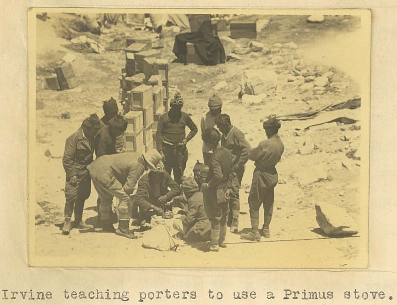 Sandy teaching Porters to use a primus stove