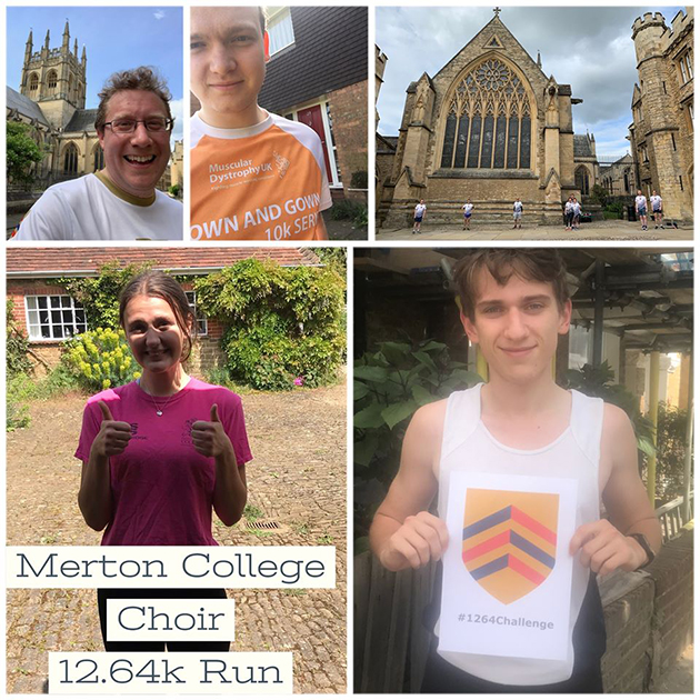 A montage of photographs showing participants in College Choir's run for The Big Merton 1264 Challenge