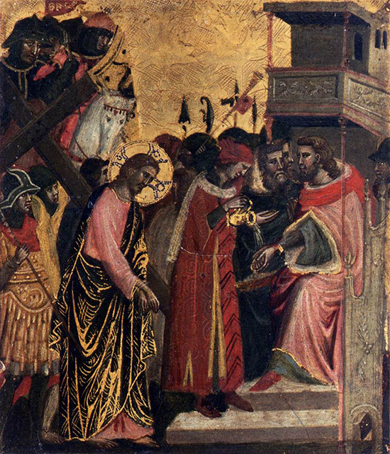 Christ before Pilate, by an unknown 14th-century artist Christ before Pilate, by an unknown 14th-century artist