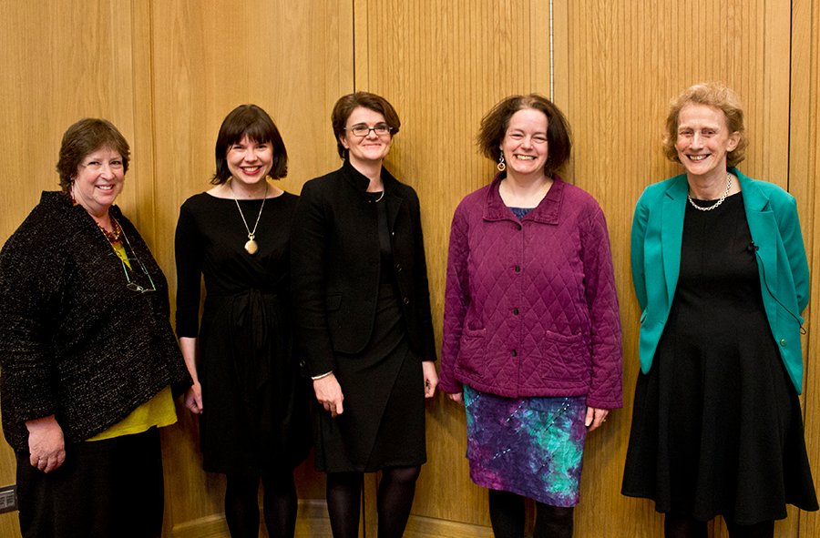 Professor Judith Armitage, Ms Abi Adams, Professor Jennifer Payne, and Dr Rhiannon Ash with Professor Dame Athene Donald