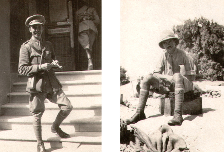 Two photos of Second Lieutenant Ralph Thomas BODDINGTON (1902) in military uniform - Photos: courtesy Tim Boddington - www.boddington-family.org.uk