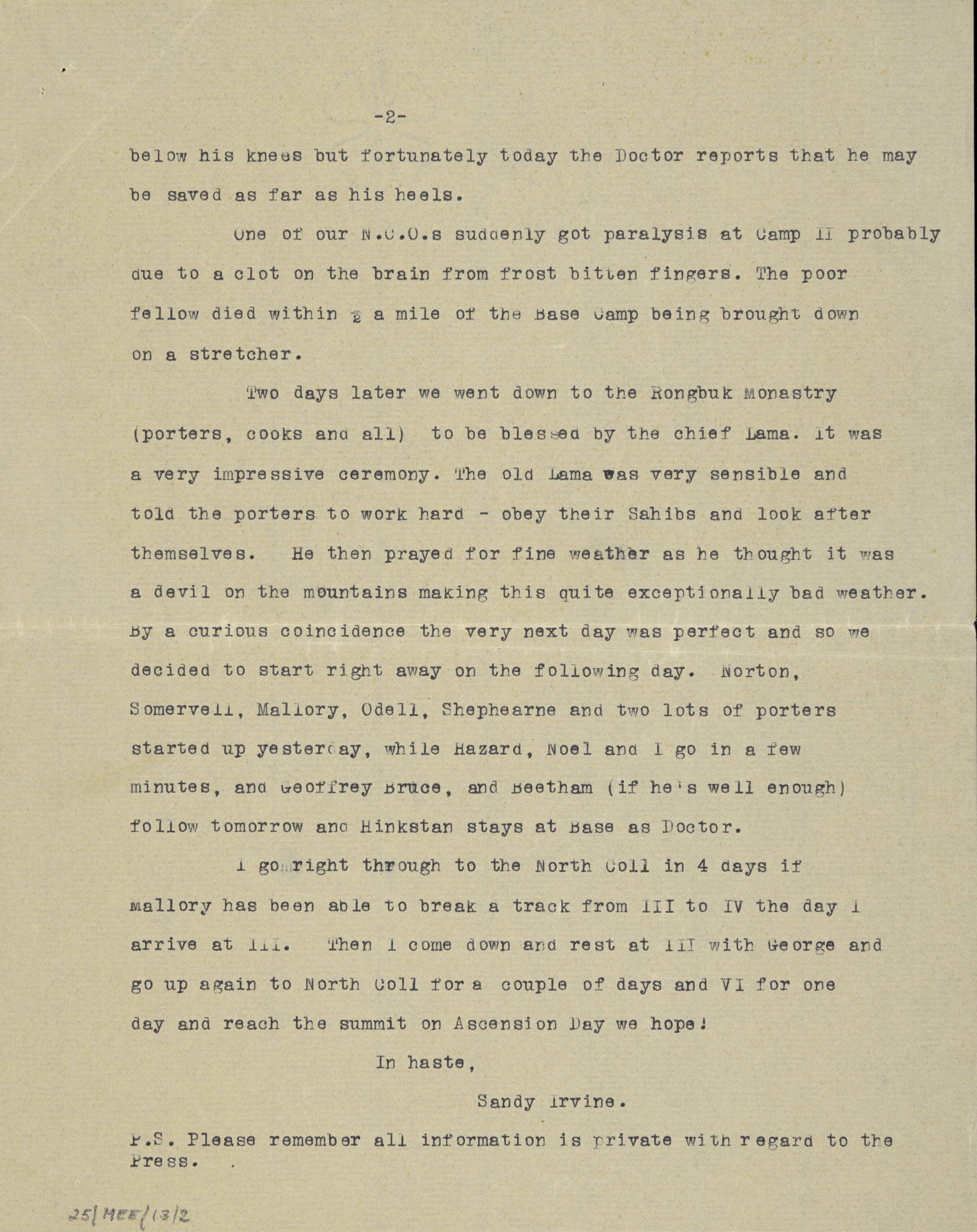Letter from Sandy