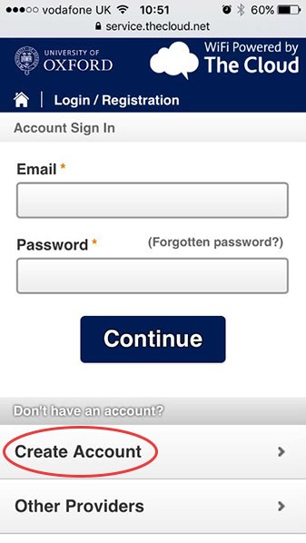Typical smartphone browser screen showing The Cloud account sign-in page