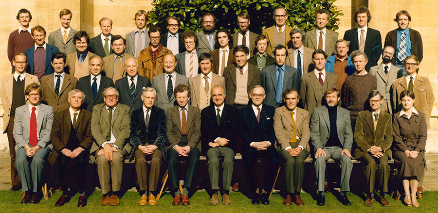 The Warden and Fellows of Merton College in 1980 - Dinah Birch is seated in the front row on the right - Photo: © Gillman & Soame