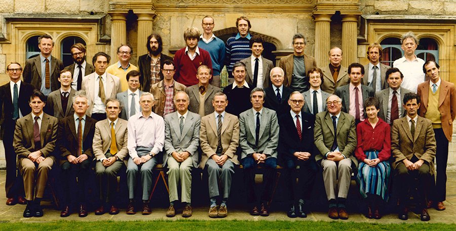 The Warden and Fellows of Merton College in 1983 - Lyndal Roper is seated in the front row, second from right. Photo: © Gillman & Soame
