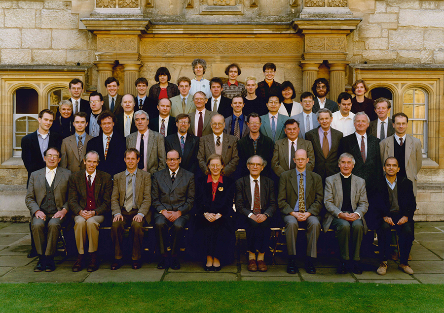 The Warden and Fellows of Merton College in 1996 - Alison Finch stands in the back row, fourth from left. Photo: © Gillman & Soame www.gillmanandsoame.co.uk