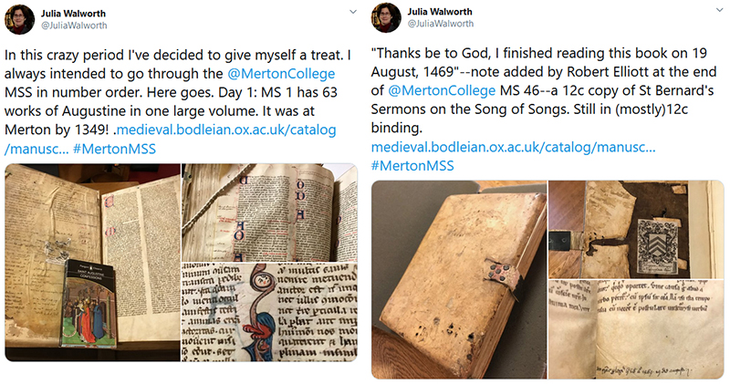 A series of #MertonMSS tweets highlights each medieval manuscript held at Merton College