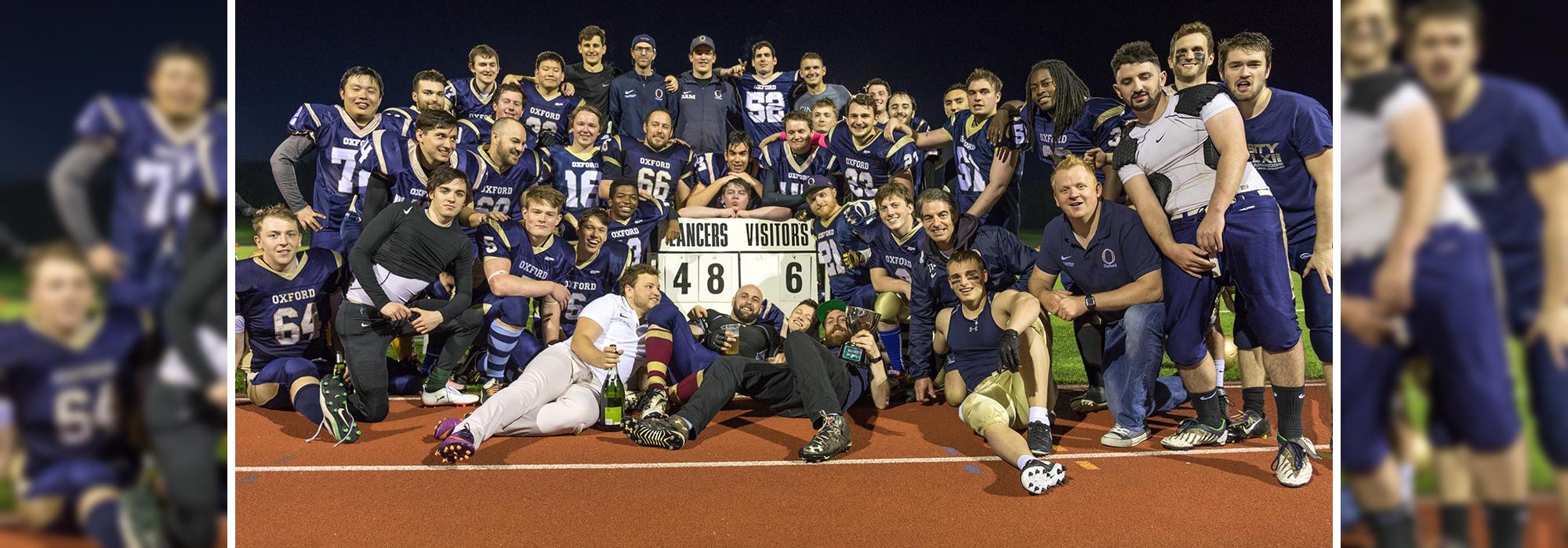 The Oxford Lancers celebrate their Varsity win