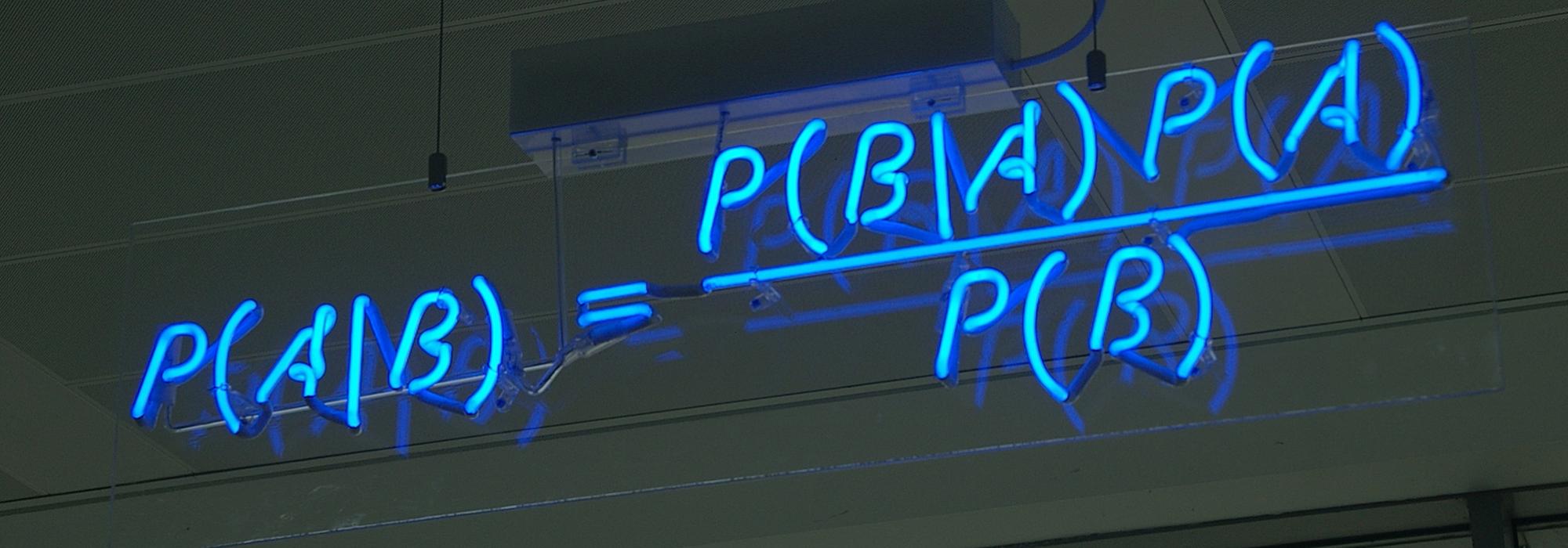 Bayes's Theorem in neon at Autonomy in Cambridge, UK - Photo: © Matt Buck - www.flickr.com/mattbuck007 - CC BY-SA 2.0 licence