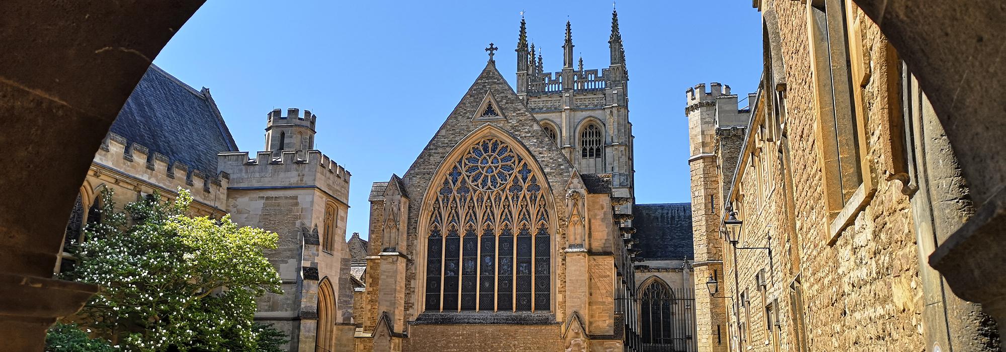 Merton College Chapel, seen from the eastern end of Front Quad Merton College Chapel, seen from the eastern end of Front Quad