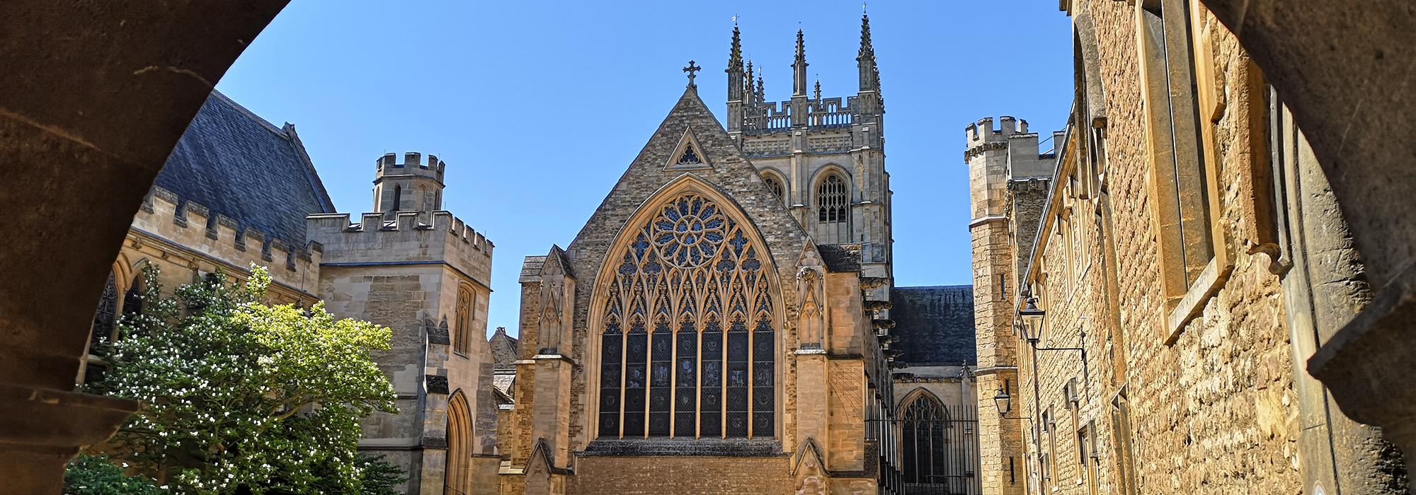 Merton College Chapel, seen from the eastern end of Front Quad