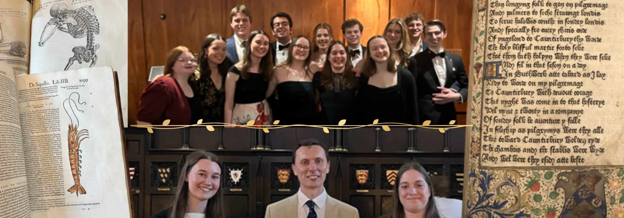 History Society 2024-25 History Society dinner, guest speaker with members of the society; manuscripts mentoined in the report