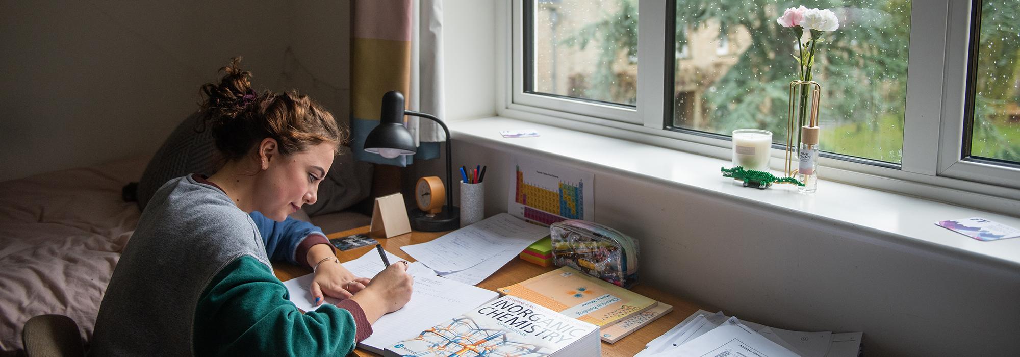 A student in their room in North Lodge, 2019 - Photo: © John Cairns - www.johncairns.co.uk