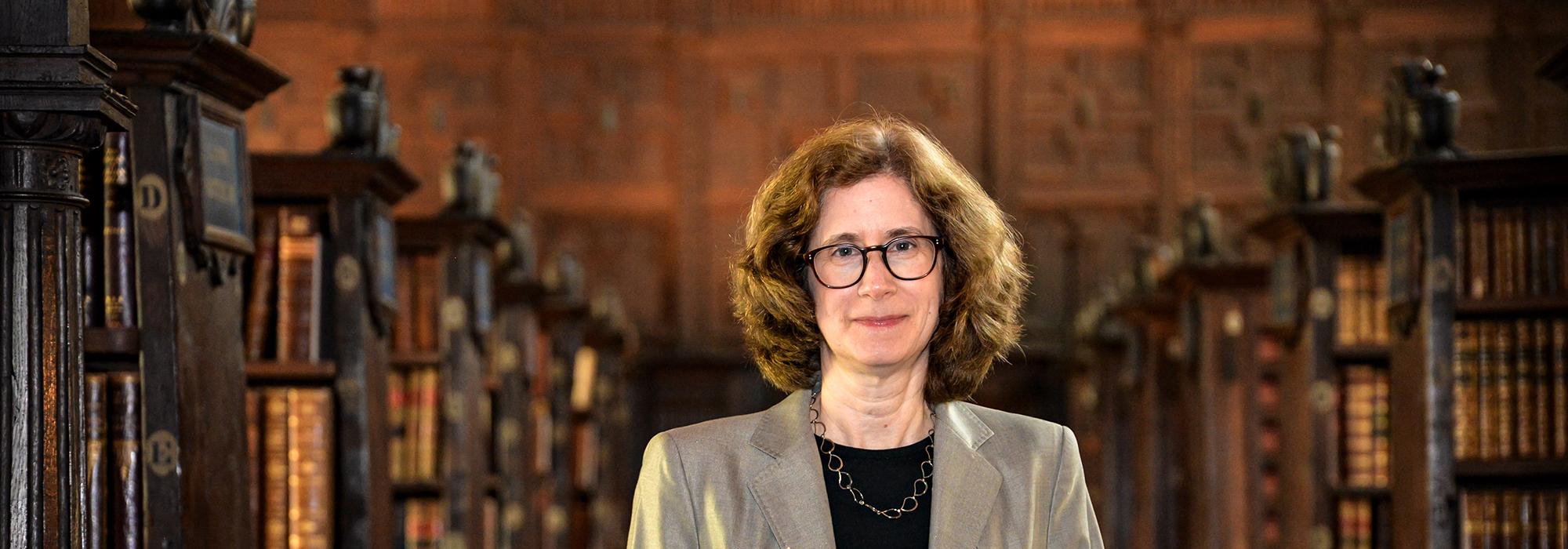 Dr Julia Walworth, in the Upper Library at Merton College - Photo: © Ian Wallman - www.ianwallman.com