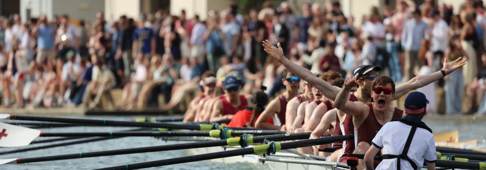 M1 win the final bump of Summer VIIIs 2025 men rowing