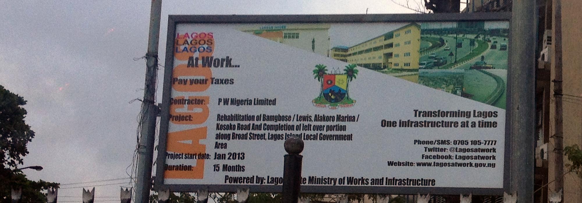 Pay Your Taxes sign in Lagos, Nigeria