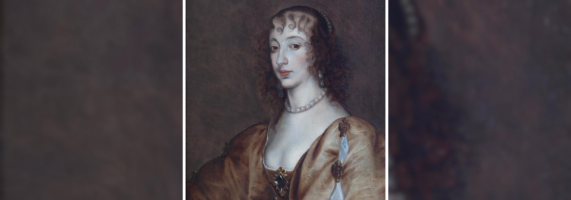 Detail from a portrait of Henrietta Maria (1609–1669), by an unknown artist Detail from a portrait of Henrietta Maria (1609–1669), by an unknown artist