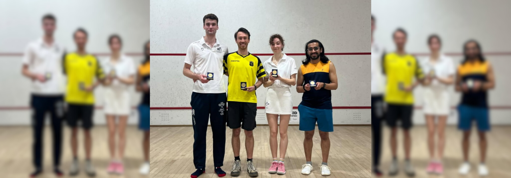 2024/25 Squash Four of the squash team members each with a medal