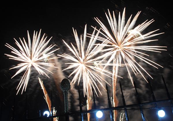 Fireworks burst over Fellows' Garden during the 750th Anniversary Ball - Photo: © Laura Simmons - www.lauramsimmons.com