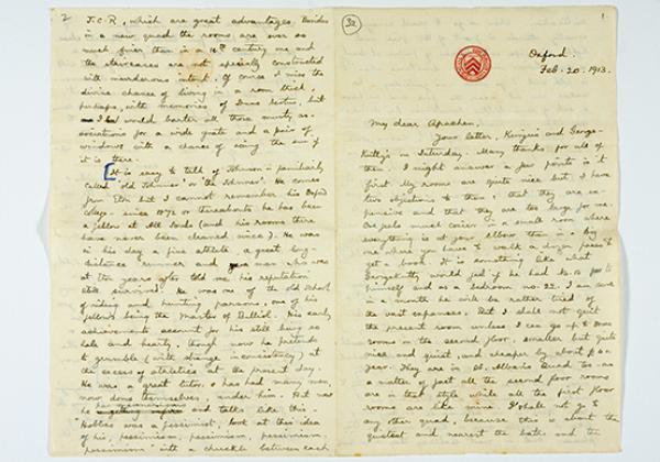 Letter home from Indian student Kuruvila Zachariah (1913)