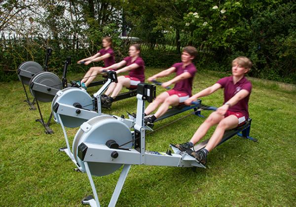 Rowers warming up on machines, Summer Eights 2014 - Photo: © John Cairns - www.johncairns.co.uk