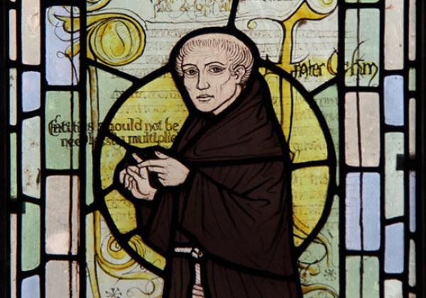 William of Ockham, from the stained glass window of a Surrey church - photo: John Salmon (CC-BY-SA 2.0)