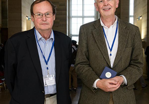 Laurent Vigroux and James Binney in the Salle Cassini at the Observatoire de Paris