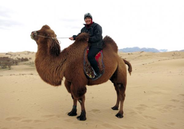 Mindy Chen-Wishart astride her trusty steed