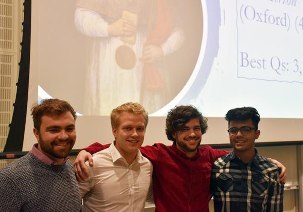 The triumphant Merton PLANCKS team: (L-R) Ross McDonald, Oskar Maatta, Richard Chatterjee, and Rayhan Mahmud