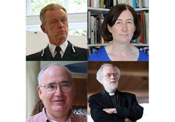 A montage of photographs of Sir Bernard Hogan-Howe; Professor Dana Scott; Professor Lyndal Roper; and Baron Williams of Oystermouth