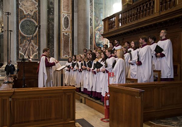 The Choir of Merton College sing Evensong at St Peter's Basilica, Rome, March 2017