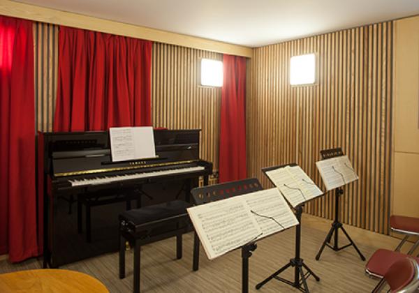 One of the music practice rooms