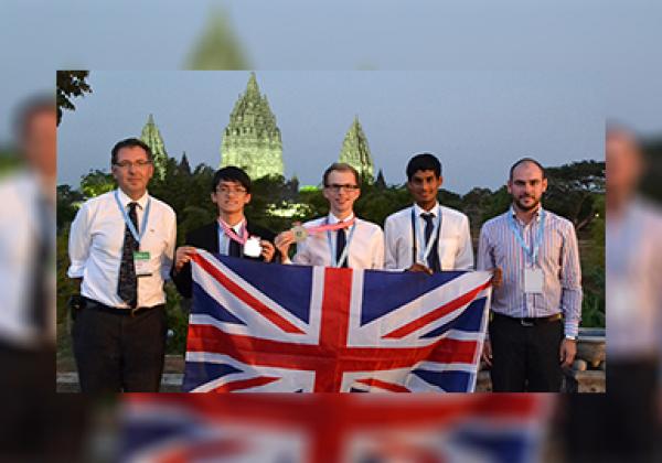 The UK team at the 2015 International Olympiad on Astronomy and Astrophysics. From left: Charles Barclay, William McCorkindale, Bob Cliffe, Rizwaan Mohammed and Sandor Kruk (2014).