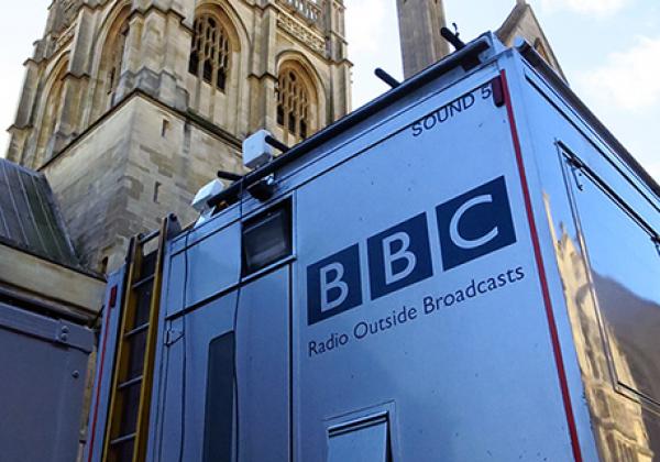 The BBC's Outside Broadcasting Unit outside the Chapel, Wednesday 11 January 2017