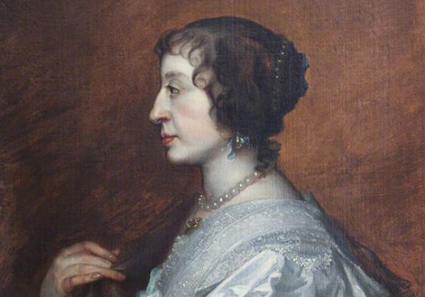 Detail from a portrait of Henrietta Maria (1609–1669), by Anthony van Dyck - a gift to the College from E Lucie Smith, given in 1962