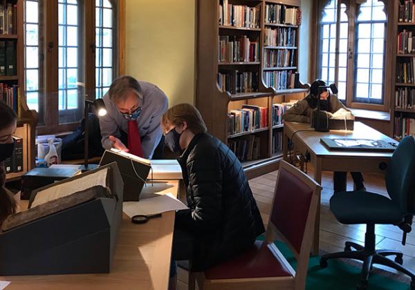 A class taking place in the new reading room