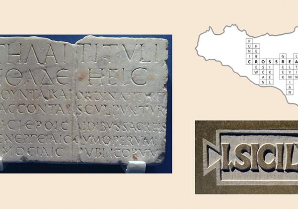 Bilingual inscription advertising production of inscriptions, probably from Palermo, C1 CE (ISic000470, Palermo Museum, photo J. Prag)