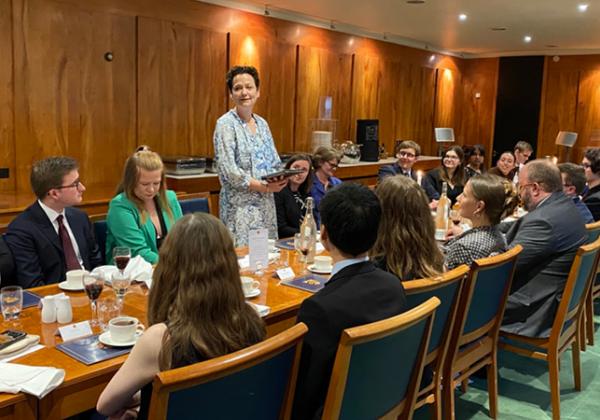 Dame Philippa Whipple speaking at the 2022 Halsbury Society Dinner